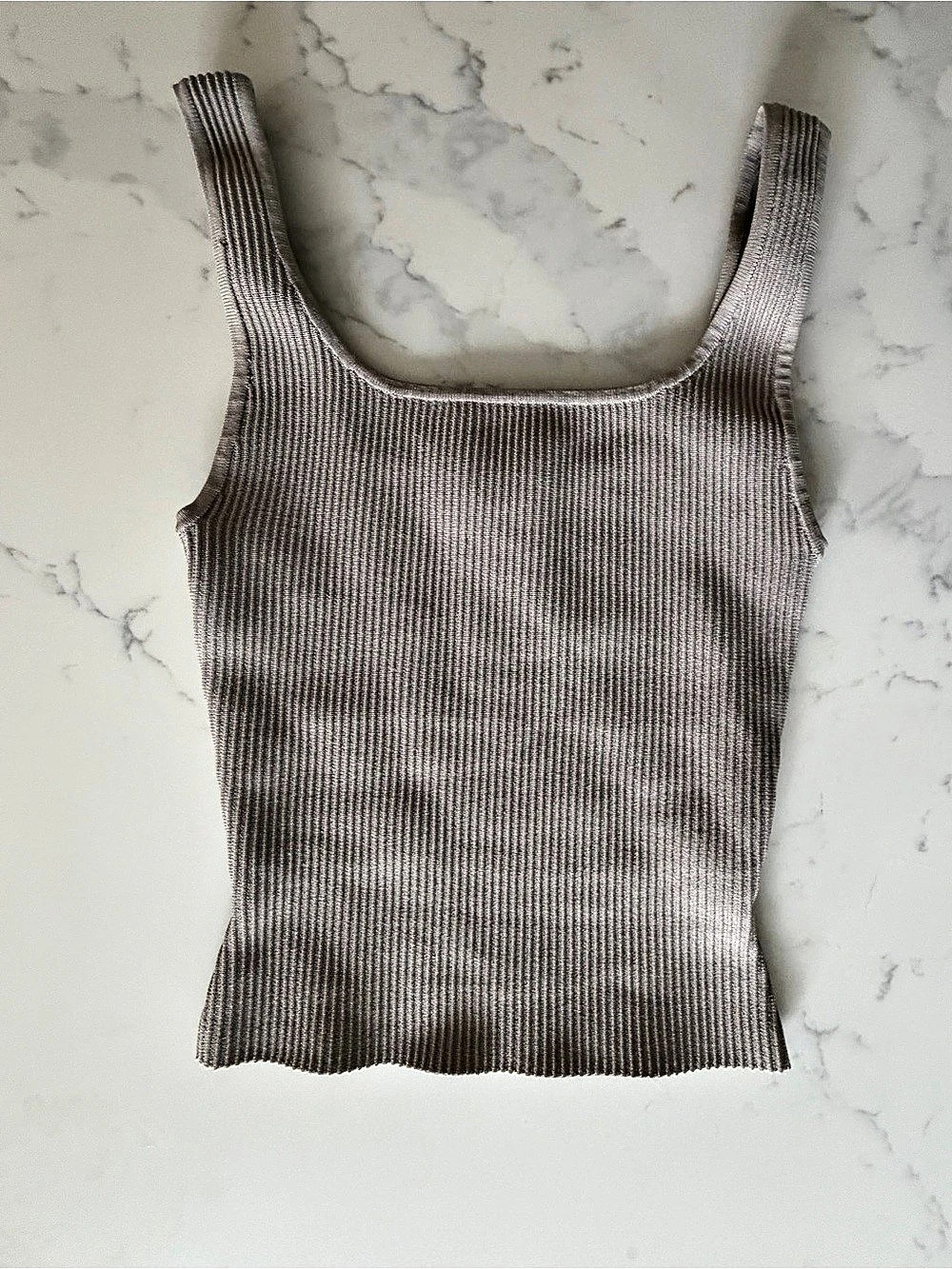 Aritzia - Babaton Knit Squareneck Cropped Tank Brown XXS